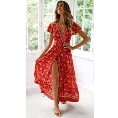 Roos™ | Abito Stile Ibiza con Collo Alto