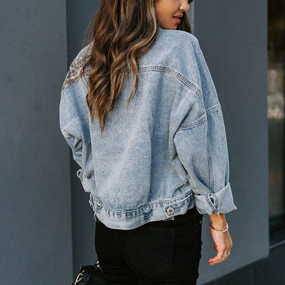 Patchwork™  | Giacca in Denim Con Stampa Leopardata