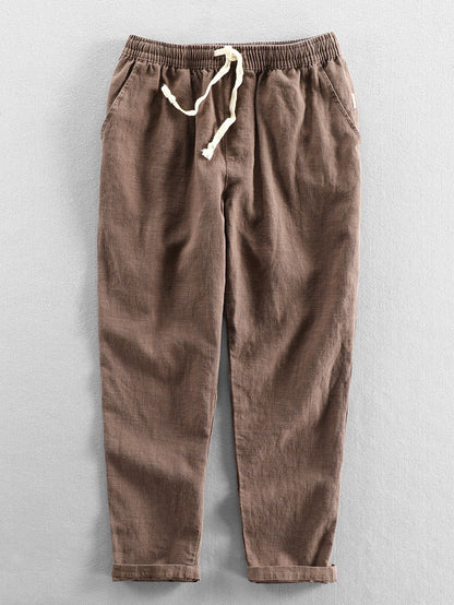 PANTALONI CORTI ALLA CAVIGLIA IN MISTO LINO E COTONE