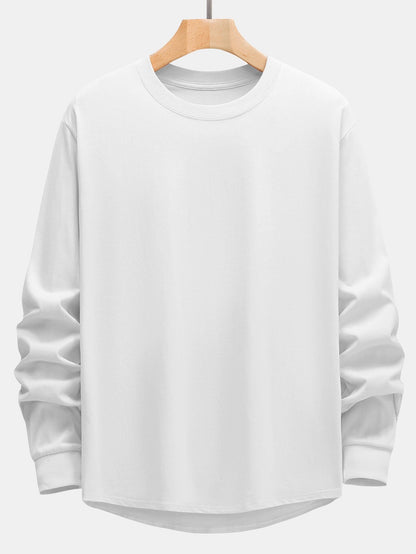 T-SHIRT A MANICHE LUNGHE PESANTE CON ORLO CURVO