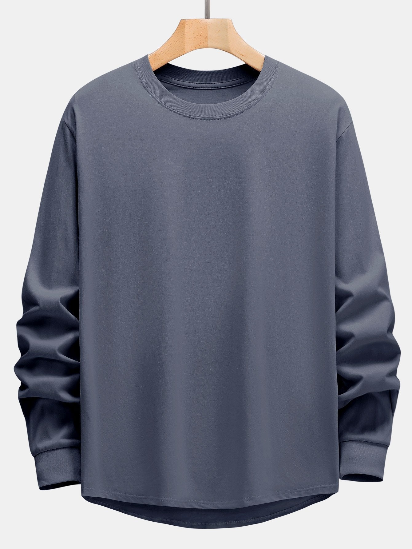 T-SHIRT A MANICHE LUNGHE PESANTE CON ORLO CURVO