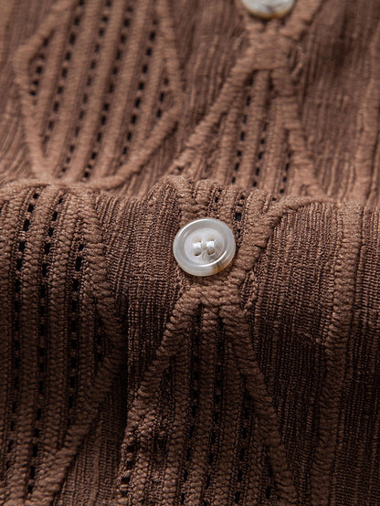 CAMICIA CUBANA JACQUARD GEOMETRICA & PANTALONI DRITTI IN LINO
