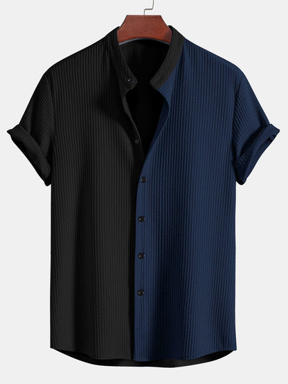 CAMICIA MUSCLE FIT A COSTE CON COLLO ALLA COREANA & PANTALONI A COSTE A GAMBA DRITTA