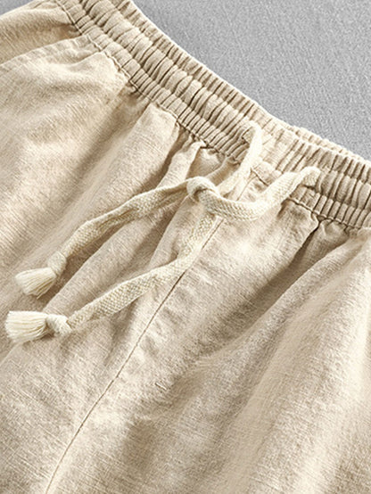 PANTALONI CORTI ALLA CAVIGLIA IN MISTO LINO E COTONE