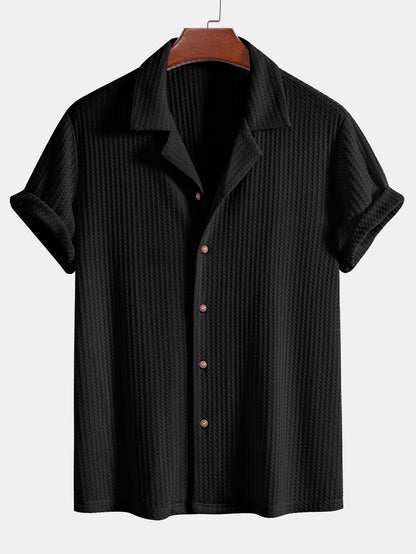CAMICIA CUBANA A MANICHE CORTE IN MAGLIA WAFFLE & PANTALONI DRITTI IN LINO