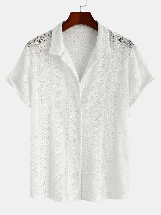 CAMICIA CUBANA CON TEXTURA GEOMETRICA