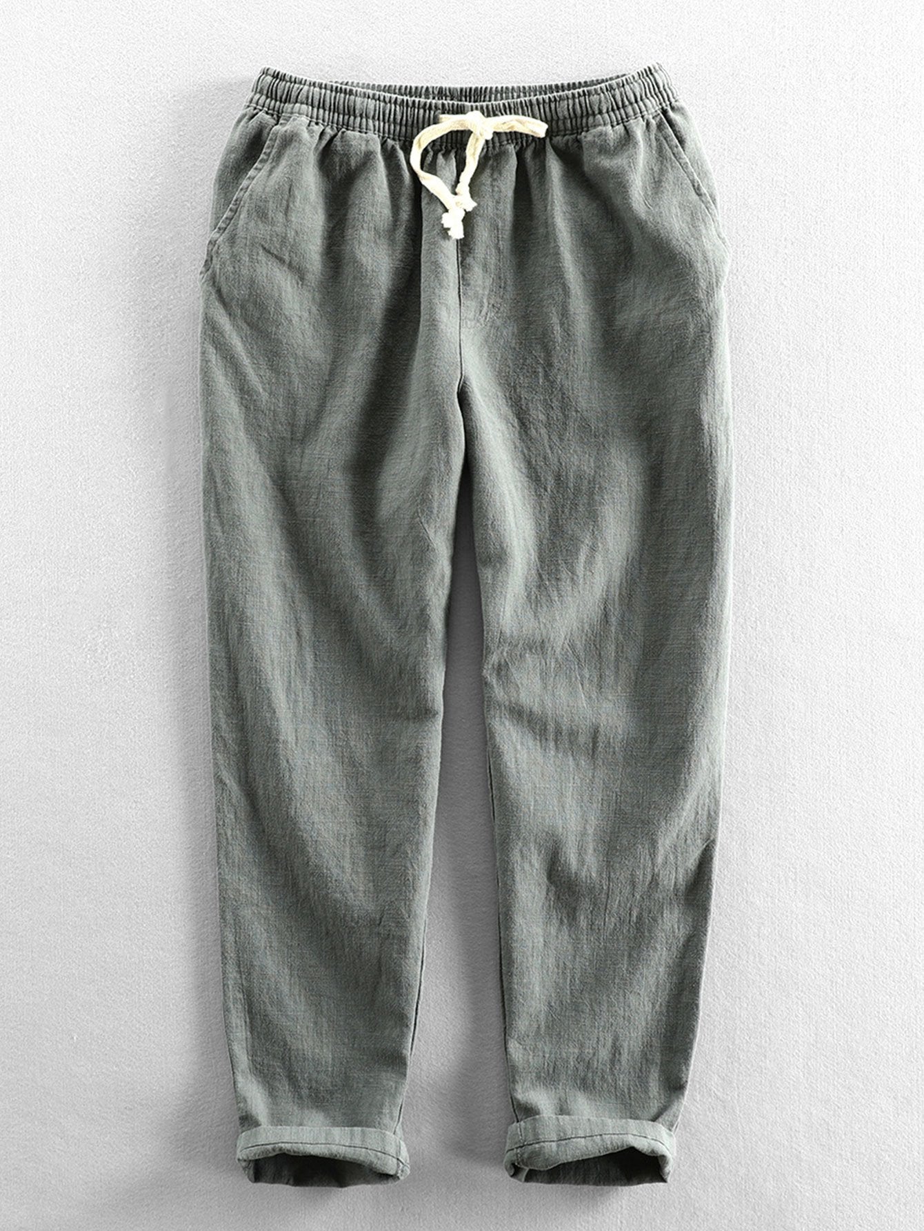 PANTALONI CORTI ALLA CAVIGLIA IN MISTO LINO E COTONE