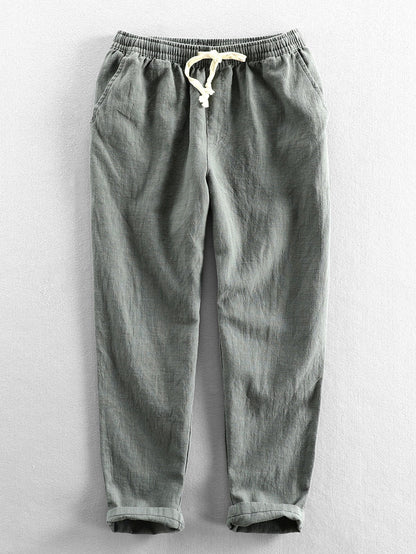 PANTALONI CORTI ALLA CAVIGLIA IN MISTO LINO E COTONE
