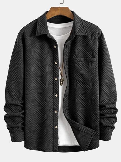 CAMICIA JACQUARD A RIGHE CON BOTTONI