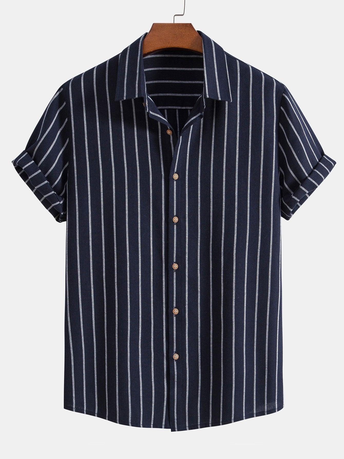 CAMICIA A RIGHE IN COTONE CON BOTTONI & PANTALONI DRITTI IN LINO
