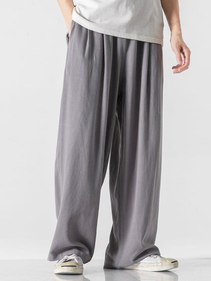 COMFORT NATURALE: PANTALONI AMPI RELAX FIT IN MISTO LINO E COTONE