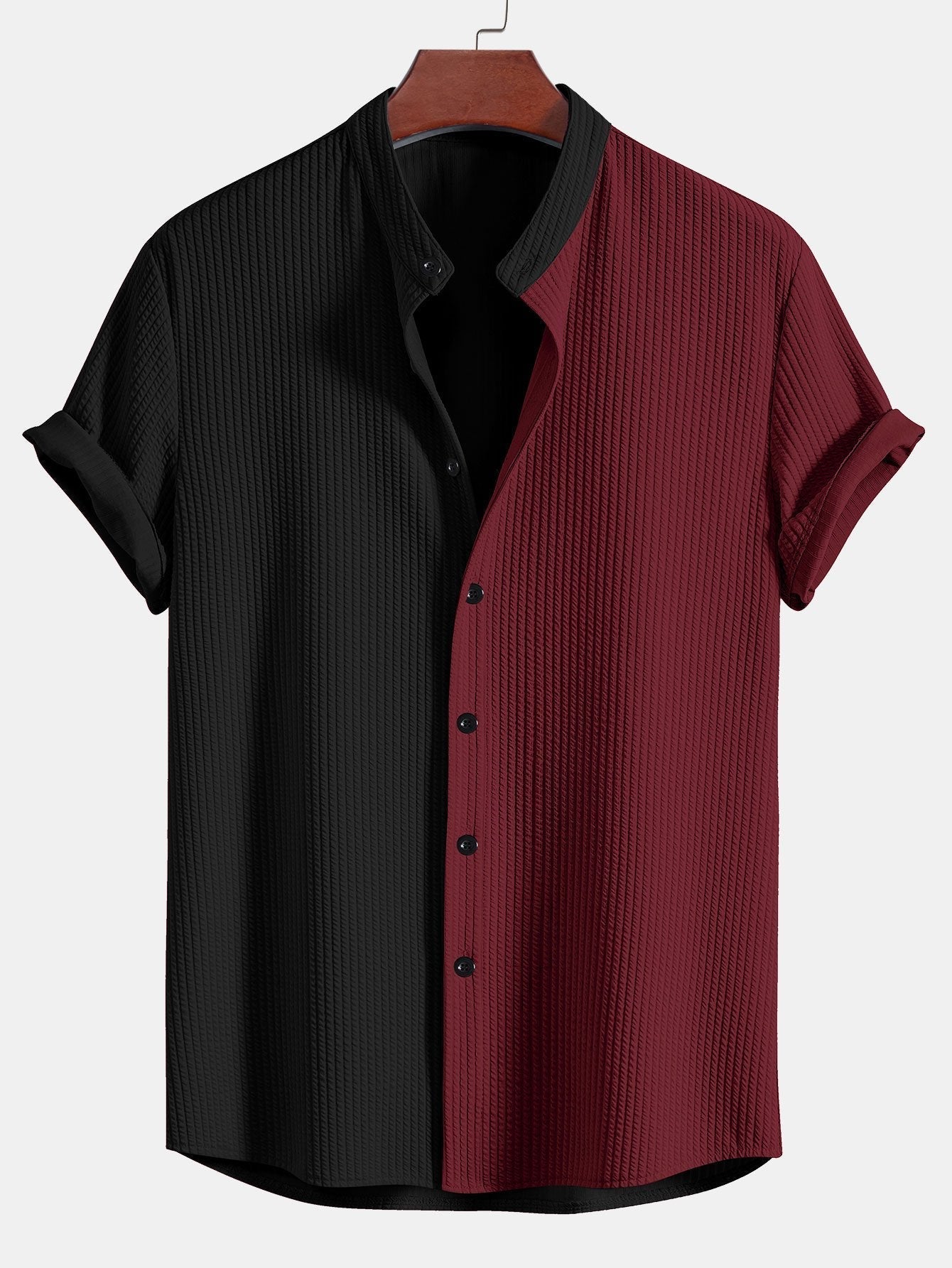 CAMICIA MUSCLE FIT A COSTE CON COLLO ALLA COREANA & PANTALONI A COSTE A GAMBA DRITTA