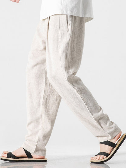 PANTALONI HAREM RELAX FIT IN MISTO LINO E COTONE