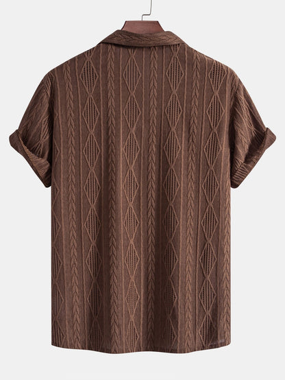 CAMICIA CUBANA JACQUARD GEOMETRICA & PANTALONI DRITTI IN LINO