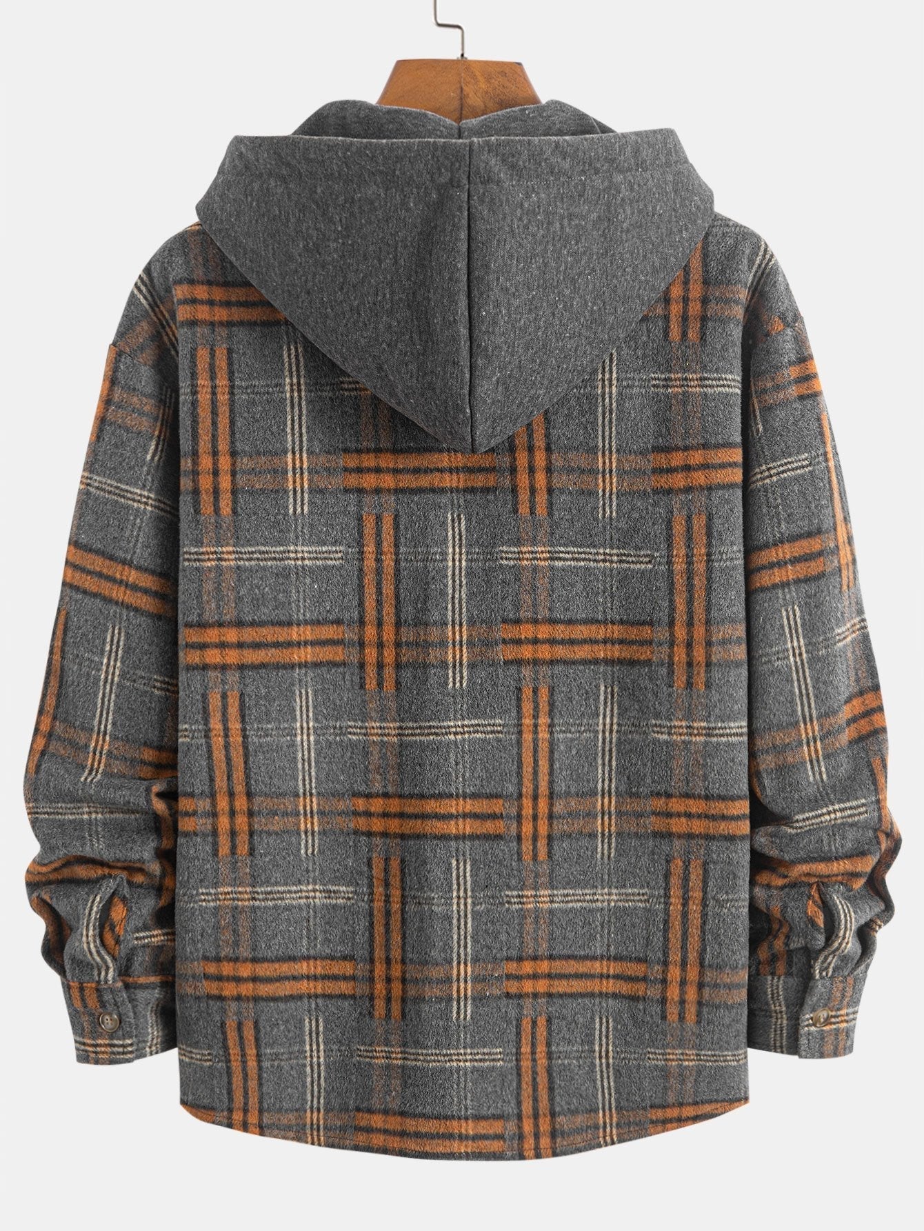 CAMICIA HOODIE IN FLANELLA PESANTE A QUADRI RELAX FIT