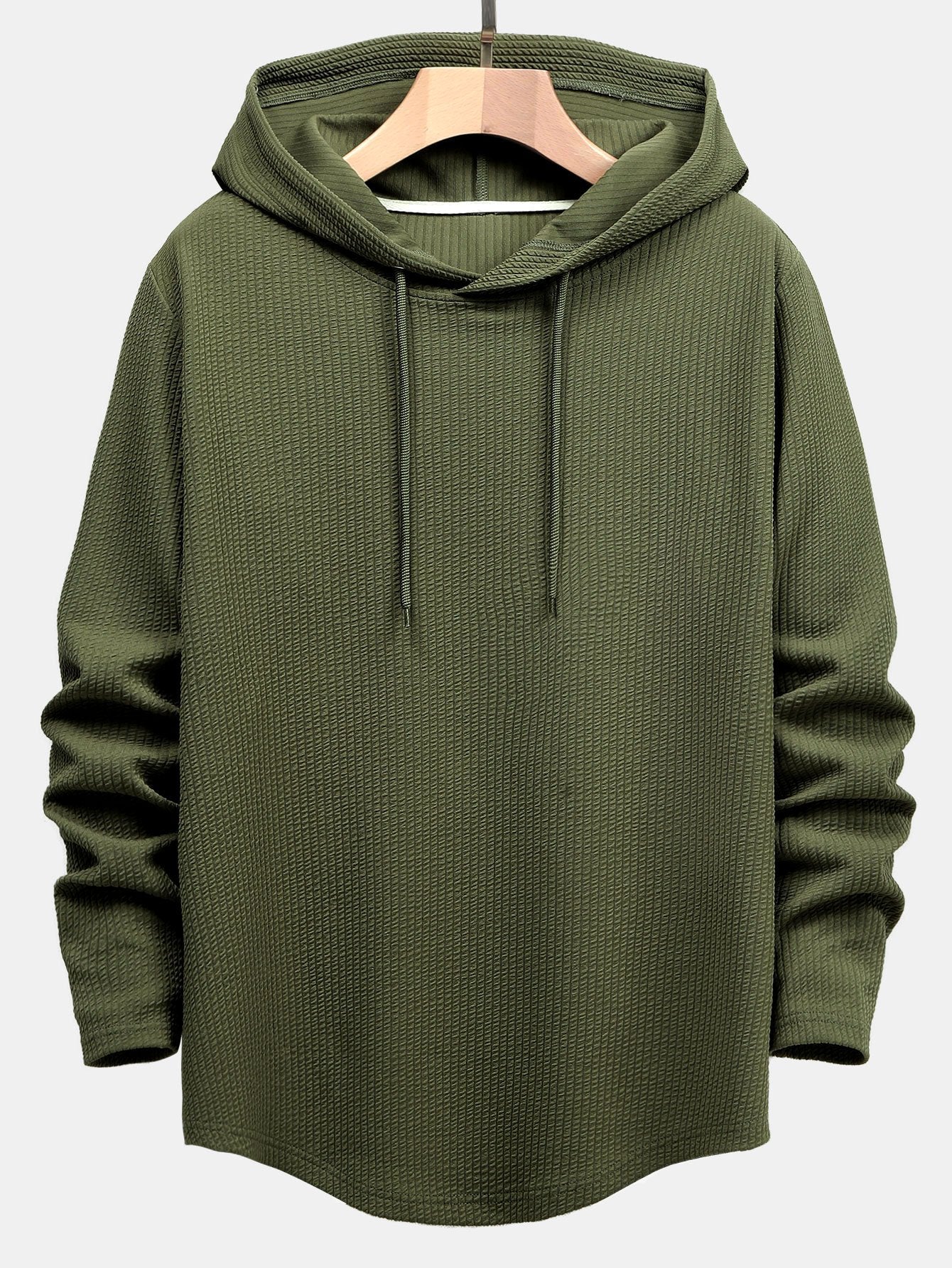HOODIE T-SHIRT A MANICHE LUNGHE MUSCLE FIT A COSTE CON ORLO CURVO