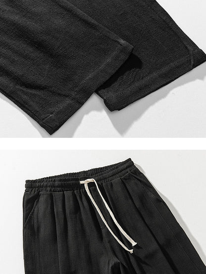 PANTALONI HAREM RELAX FIT IN MISTO LINO E COTONE