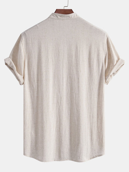 CAMICIA IN LINO E RAYON CON SCOLLO A V & PANTALONI IN LINO A GAMBA DRITTA