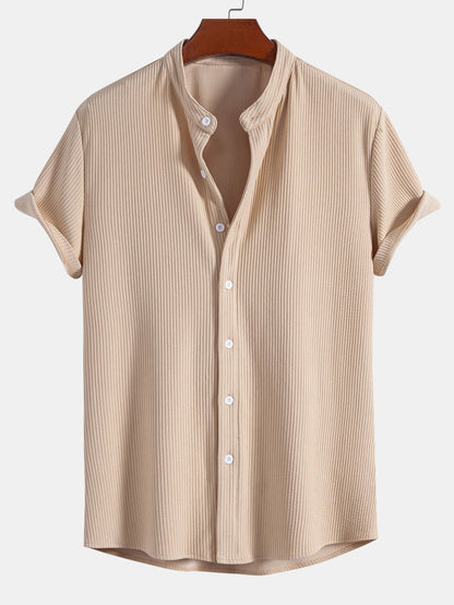 CAMICIA A COLLO ALLA COREANA MUSCLE FIT A COSTE