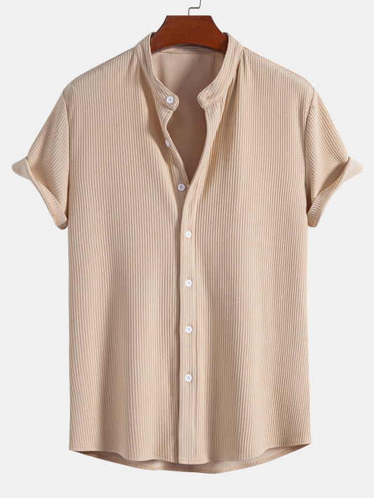 CAMICIA A COLLO ALLA COREANA MUSCLE FIT A COSTE