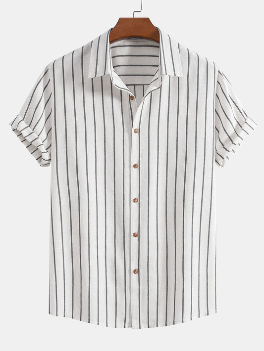 CAMICIA A RIGHE IN MISTO COTONE CON BOTTONI