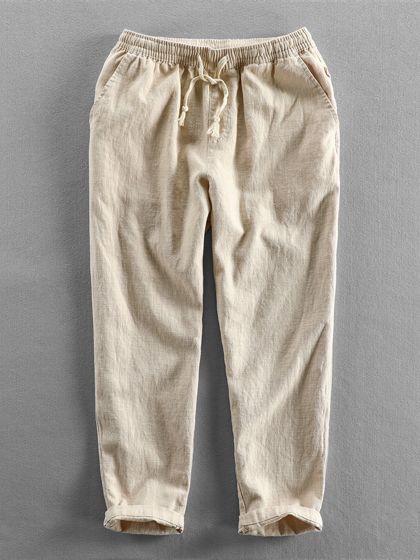 PANTALONI CORTI ALLA CAVIGLIA IN MISTO LINO E COTONE