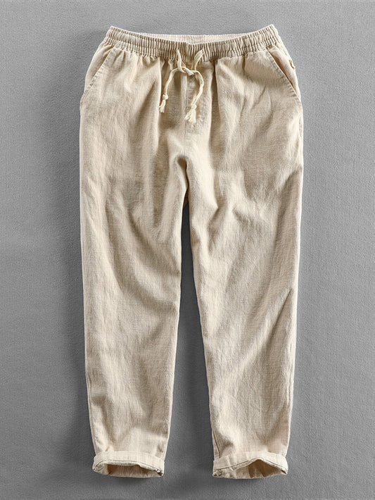 PANTALONI CORTI ALLA CAVIGLIA IN MISTO LINO E COTONE