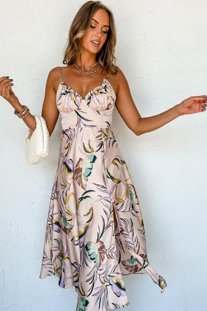 Lana™ | Abito Tropicale con Motivo Foglie