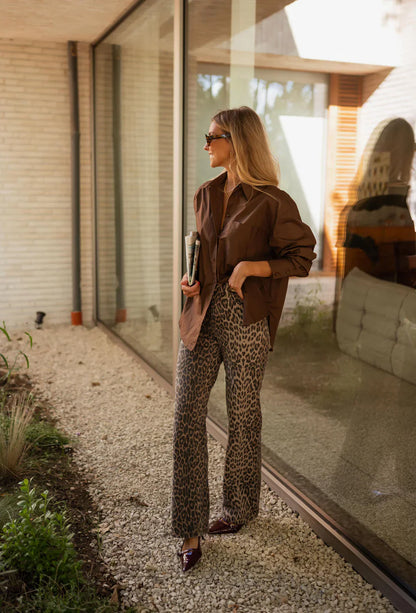 Pantaloni a Zampa di Elefante Leopardati