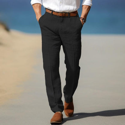 PANTALONE DA UOMO DI LUSSO IN LINO PREMIUM (CON PASSANTI PER CINTURA)
