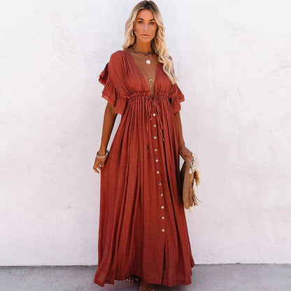 Julie™ | Vestito Lungo Rosso da Spiaggia
