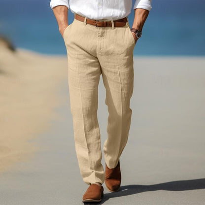 PANTALONE DA UOMO DI LUSSO IN LINO PREMIUM (CON PASSANTI PER CINTURA)